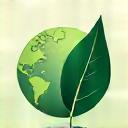 Icon showing leaf and earth representing environmental impact