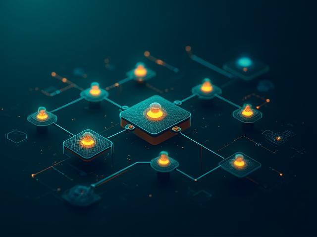 API integration visual with flow diagrams and connection points